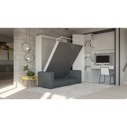 Maxima Murphy Vertical Bed with Sofa - Gray, Full XL Size