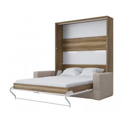 Maxima Inverto Murphy Vertical Bed with Sofa - Beige/White, Queen Size