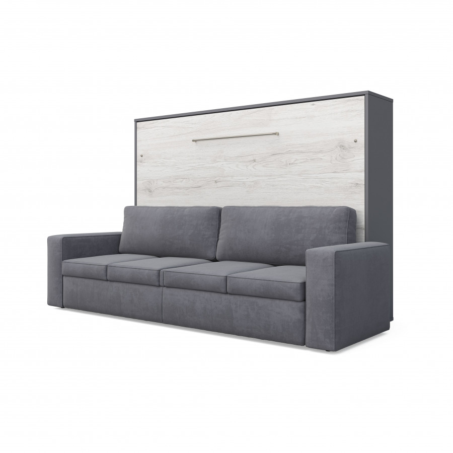 Maxima Inverto Murphy Horizontal Bed with Sofa - Gray/White, Queen Size