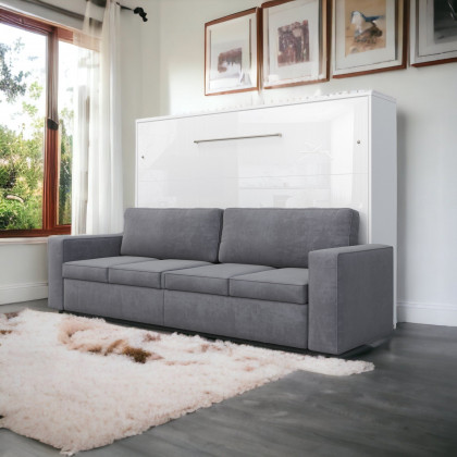 Maxima Inverto Murphy Horizontal Bed with Sofa - White/Gray, Queen Size