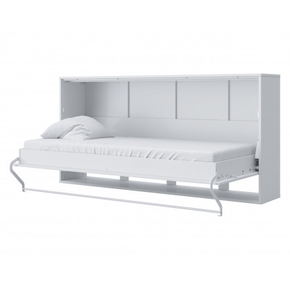 Maxima Inverto Murphy Horizontal Wall Bed with Cabinet on Top - White, Twin Size
