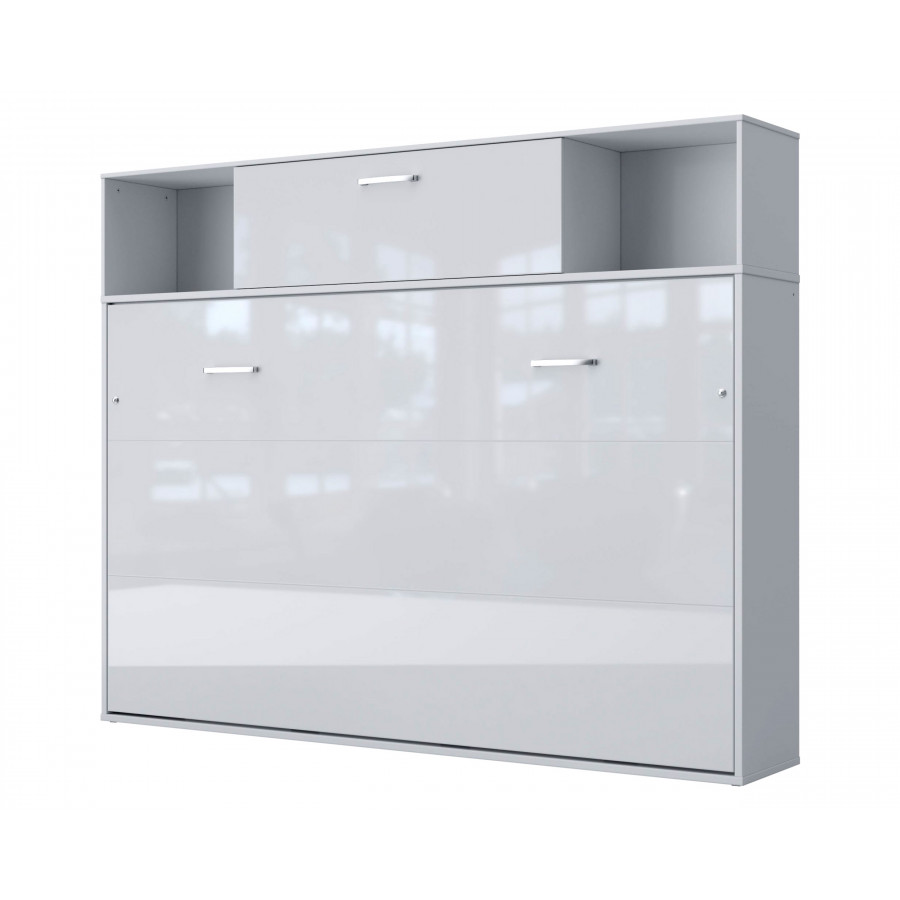 Maxima - Inverto Murphy Horizontal Wall Bed with Cabinet and Open Storage on Top