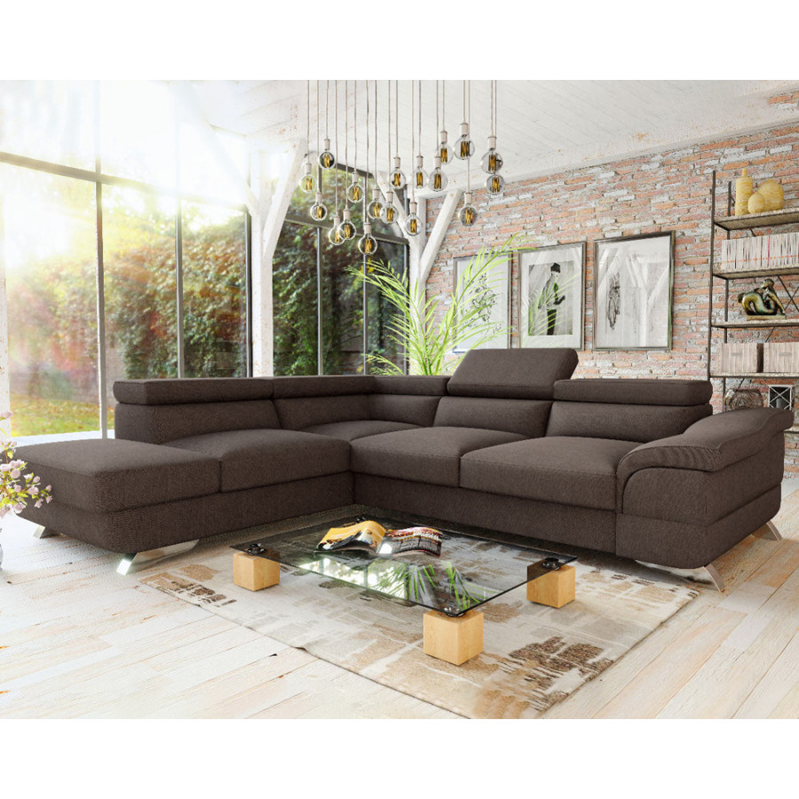 Maxima Beau Sectional Sleeper Sofa - Brown, Left Corner