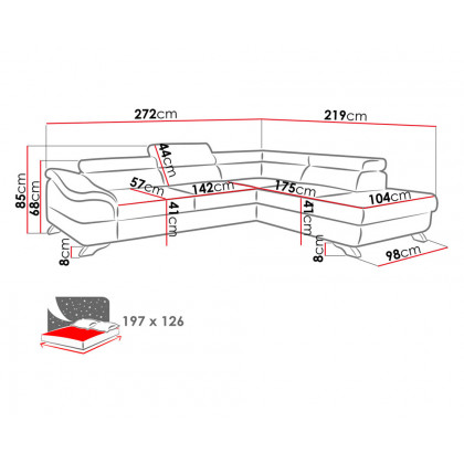 Maxima Beau Sectional Sleeper Sofa - Brown, Left Corner
