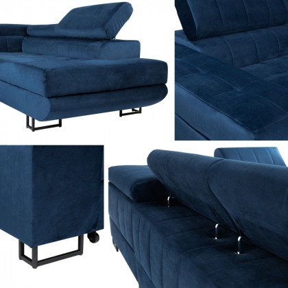 Maxima Andrea Sectional Sleeper Sofa - Blue, Left Corner