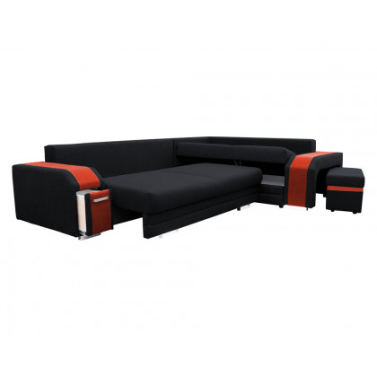 Maxima Ambrose Sectional Sleeper Sofa - Black/White, Right Corner