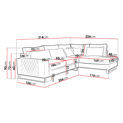 Maxima Flora Sectional Sofa Ginger - Right Corner