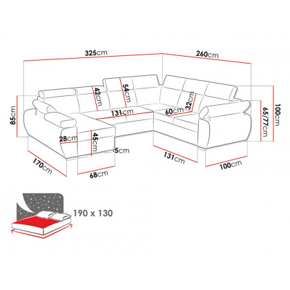Maxima Dante Sectional Sleeper Sofa - Beige, Right Corner