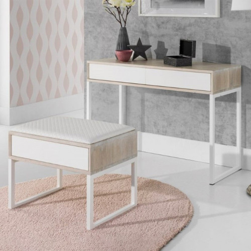 Maxima - Silvia Console Table and Stool Set in Wood/White