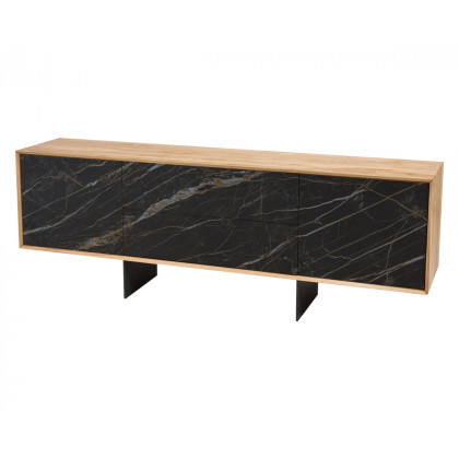 Maxima Ida Solid Wood Sideboard - Wood/White/Black