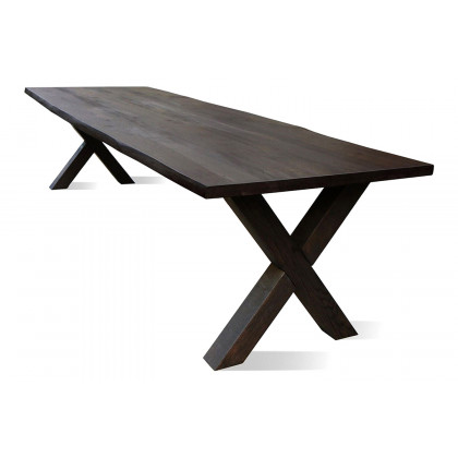 Maxima Castle-X Long Dining Table - Dark Wood