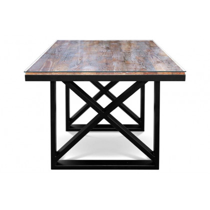 Maxima Kanto Glass Top Solid 78.5" Dining Table - Wood/Black
