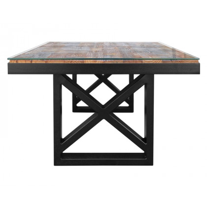 Maxima Kanto-T Glass Top Solid 70.8" Dining Table - Wood/Black