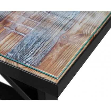 Maxima Kanto-T Glass Top Solid 70.8" Dining Table - Wood/Black