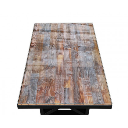 Maxima Kanto-T Glass Top Solid 70.8" Dining Table - Wood/Black