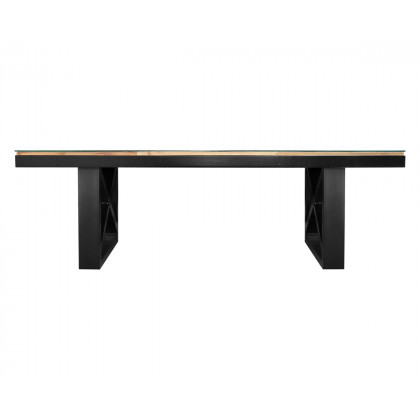 Maxima Kanto-T Glass Top Solid 70.8" Dining Table - Wood/Black