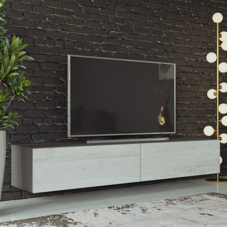 Maxima Modern Floating 71" Long Vigo RTV TV Stand - Black/White