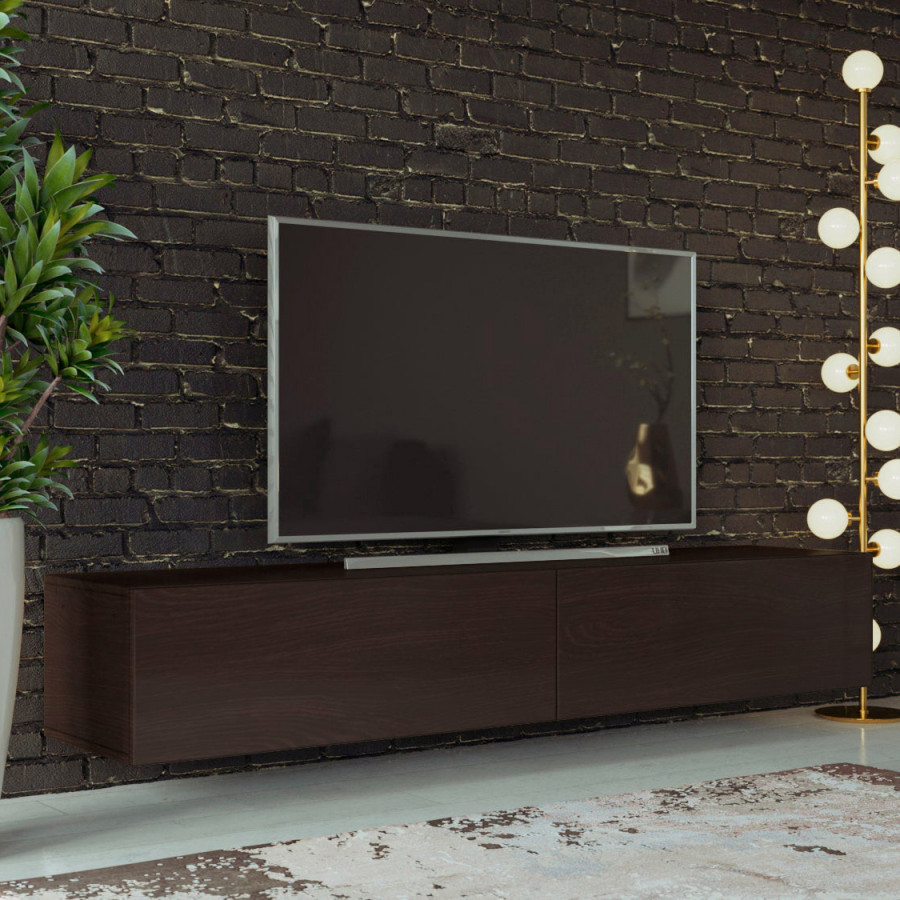Maxima Modern Floating 71" Long Vigo RTV TV Stand - White/Maple