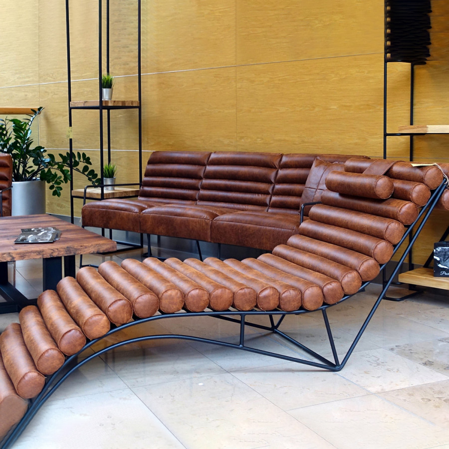 Maxima Rosabel Leather Chaise Lounge - Dark Brown