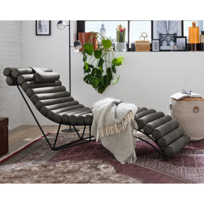 Maxima Rosabel Leather Chaise Lounge - Dark Brown