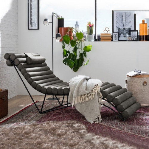 Maxima Rosabel Leather Chaise Lounge - Light Brown
