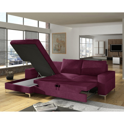 Maxima Lens Sleeper Sectional - Cherry, Left Corner