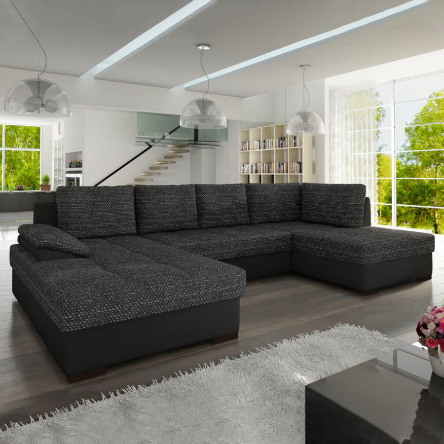 Maxima Nelly Maxi Sleeper Sectional - Black/Gray, Left Corner