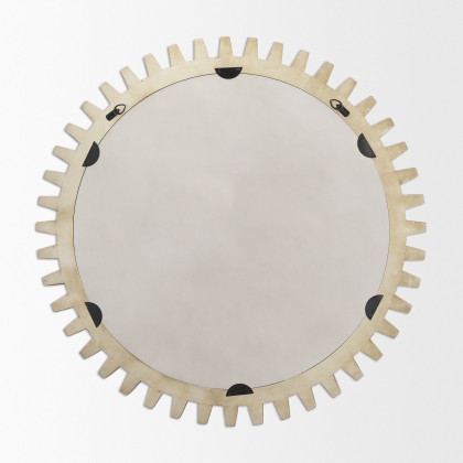 Mercana Cog Round 35" Mirror with Wood Frame - Natural