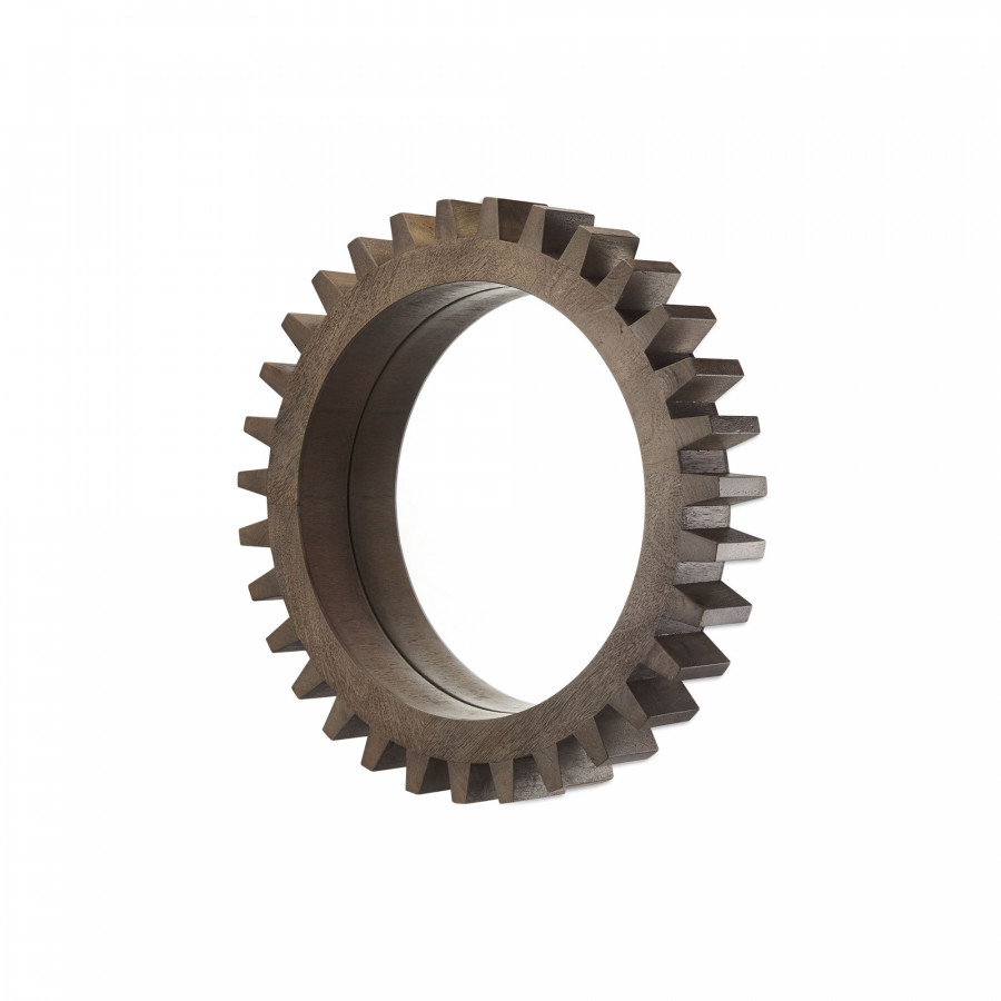 Mercana Cog Round 26" Mirror with Wood Frame - Brown
