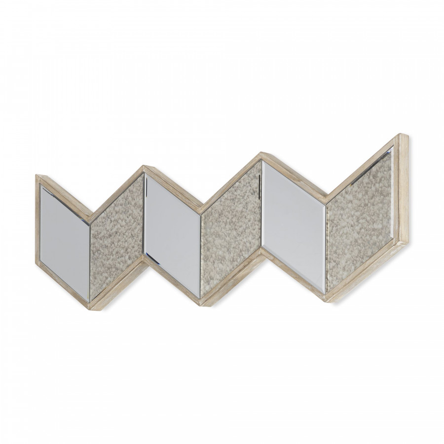 Mercana Cheveronna Mirror with Light Brown Wood Frame - Light Brown