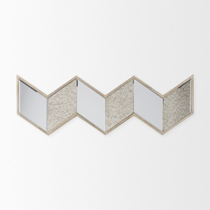 Mercana Cheveronna Mirror with Light Brown Wood Frame - Light Brown