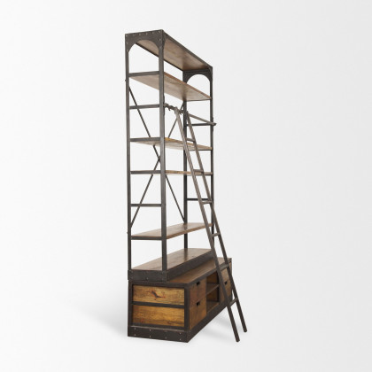 Mercana Brodie II Large Shelving Unit with Marble Top - Brown/Black, Wood