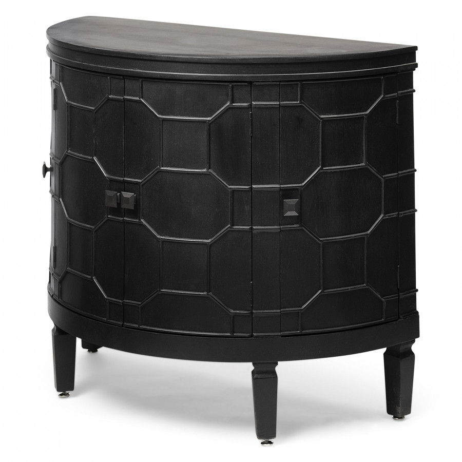 Mercana - Romers II Black Fir Veneer 4 Door Patterned Accent Cabinet