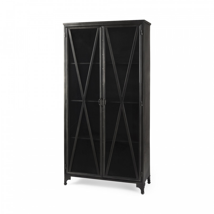 Mercana - Poppy II Black Metal With Glass Door Display Cabinet