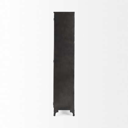 Mercana - Poppy II Black Metal With Glass Door Display Cabinet