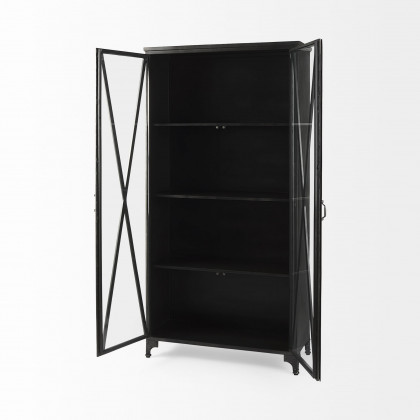 Mercana - Poppy II Black Metal With Glass Door Display Cabinet