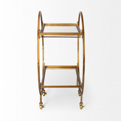Mercana - Carola 2 Tier Bar Cart with Stemware Holder in Gold