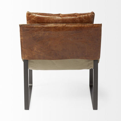 Mercana Hornet Leather Accent Chair - Brown, Metal