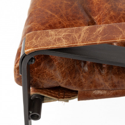 Mercana Hornet Leather Accent Chair - Brown, Metal