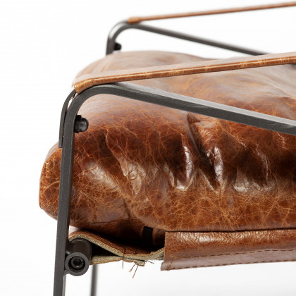 Mercana Hornet Leather Accent Chair - Brown, Metal