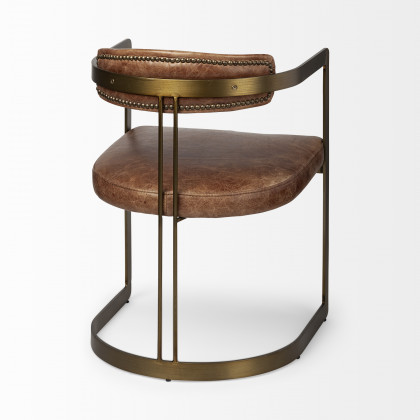 Mercana Hollyfield Leather Dining Chair - Brown, Metal