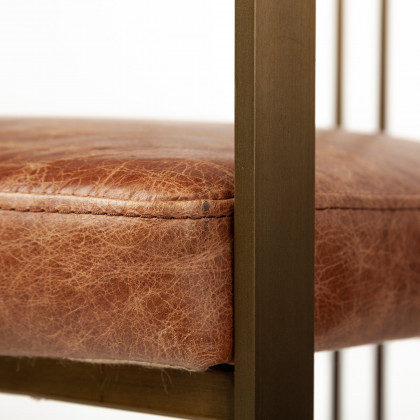 Mercana Hollyfield Leather Dining Chair - Brown, Metal