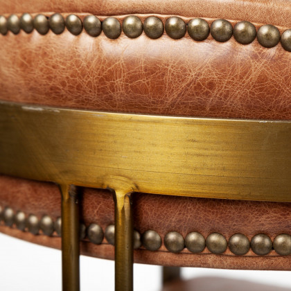 Mercana Hollyfield Leather Dining Chair - Brown, Metal