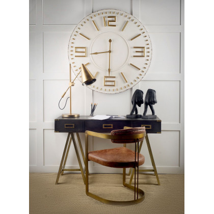 Mercana Hollyfield Leather Dining Chair - Brown, Metal