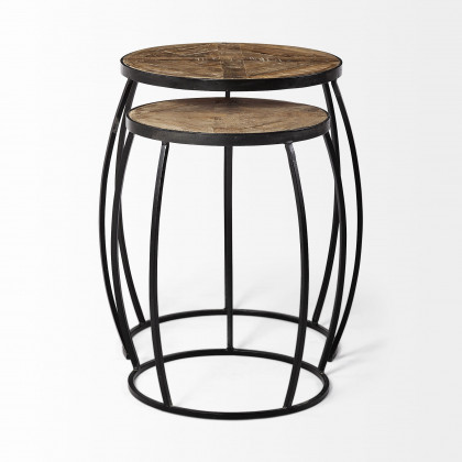 Mercana Clapp Accent Table (Set of 2) - Brown/Black, Metal