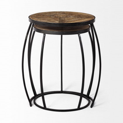 Mercana Clapp Accent Table (Set of 2) - Brown/Black, Metal