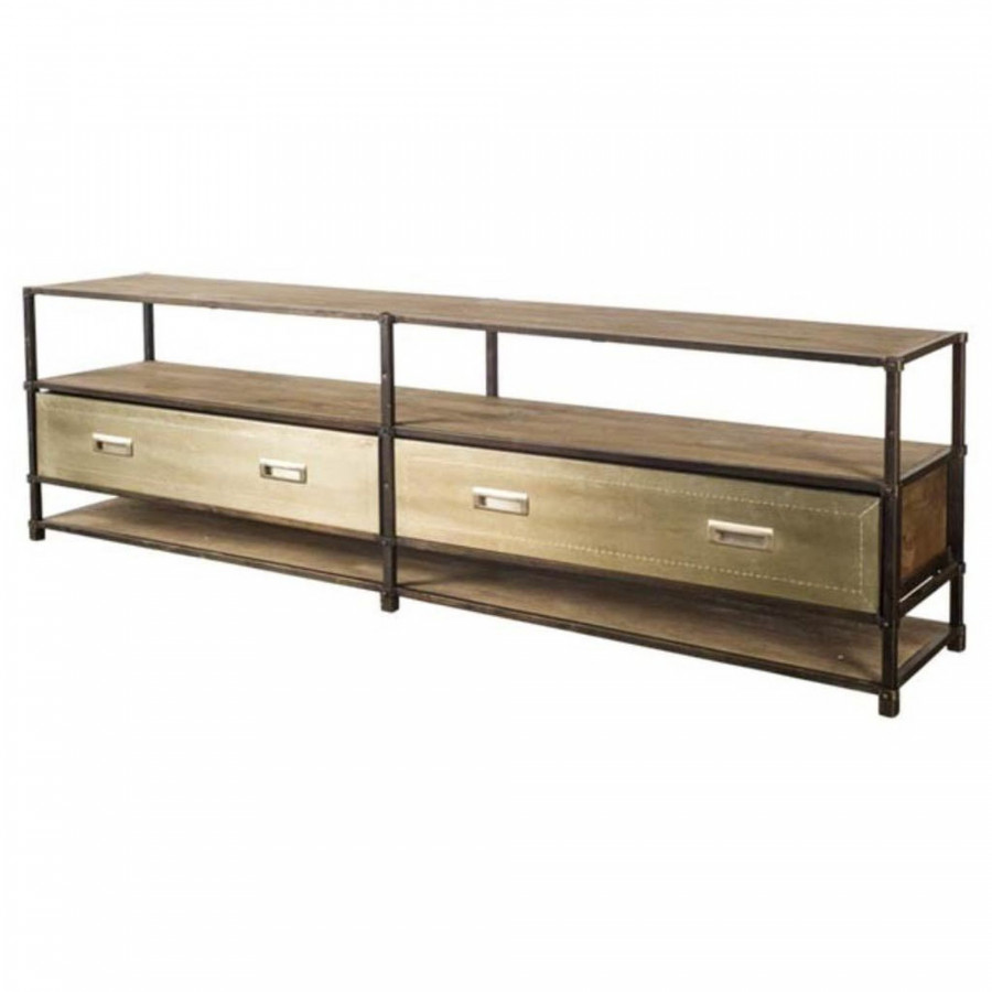 Mercana - Farrow Media Console in Brass, Wood/Metal