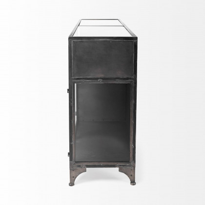 Mercana - Pender Black Metal Glass Door Display Cabinet