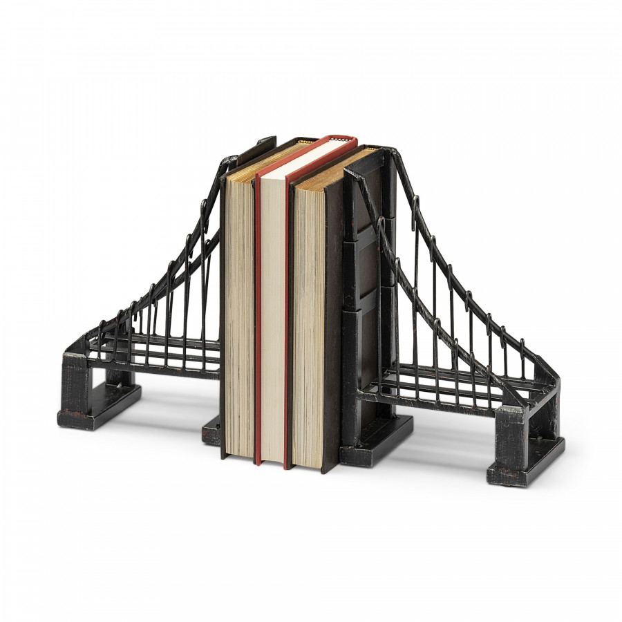 Mercana - Suspension 19L x 4W Brown Wrought Iron Bridge Bookends (Set of 2)