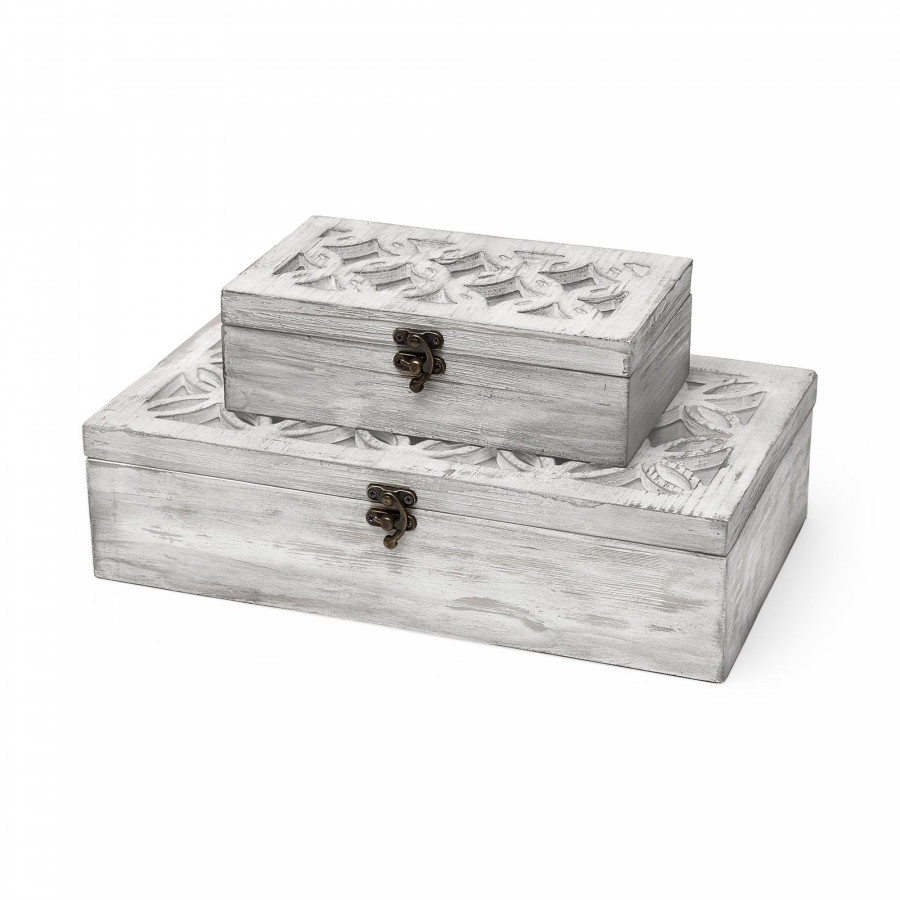 Mercana - Floribundus Off-White Decorative Boxes (Set of 2)